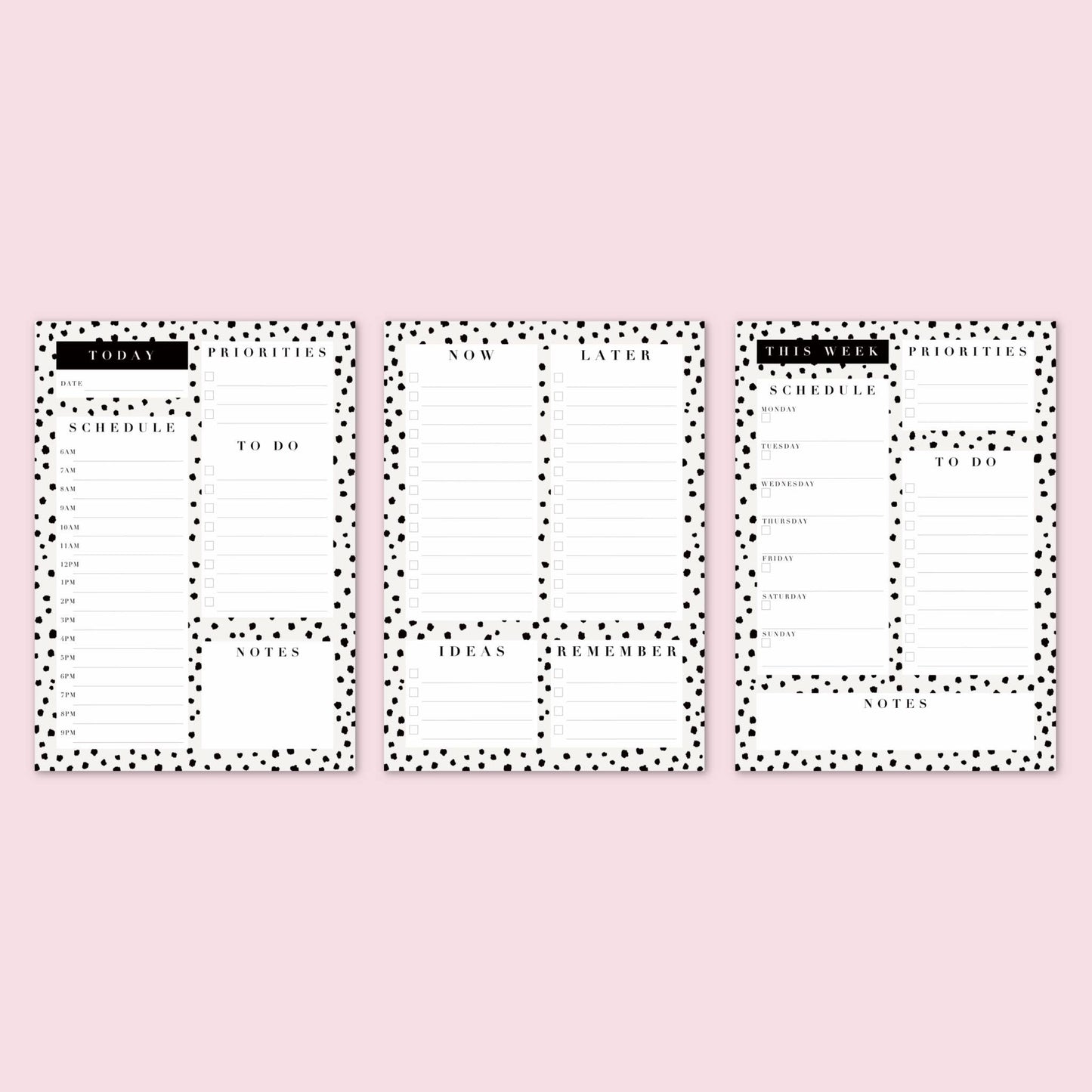 Now and Later A5 Notepad Planner Dalmatian Print