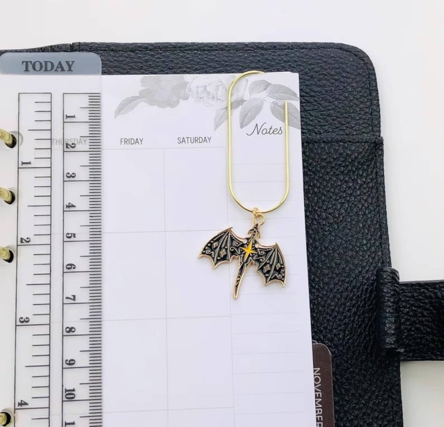 Dragon Charm Book Paperclip, Fantasy Bookish Notebook Clip