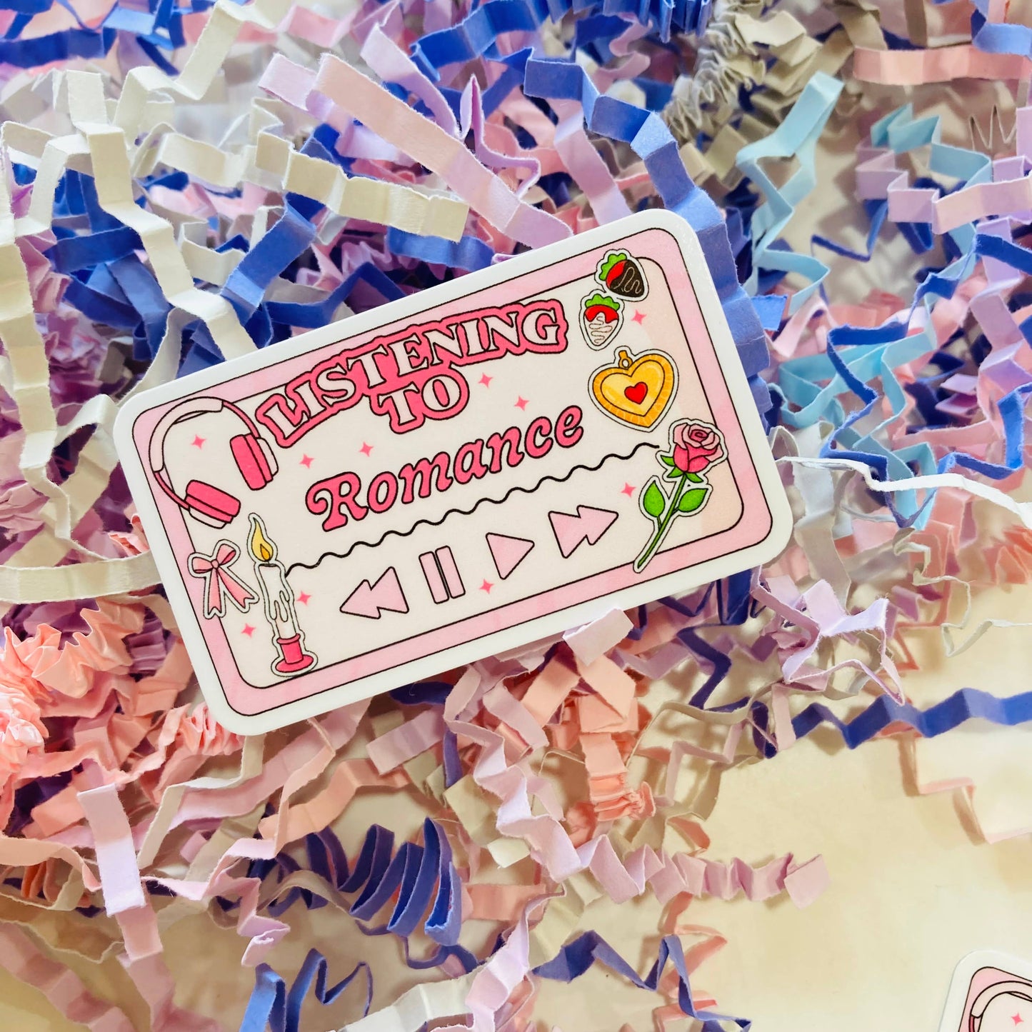 Listening to Romance Die Cut sticker