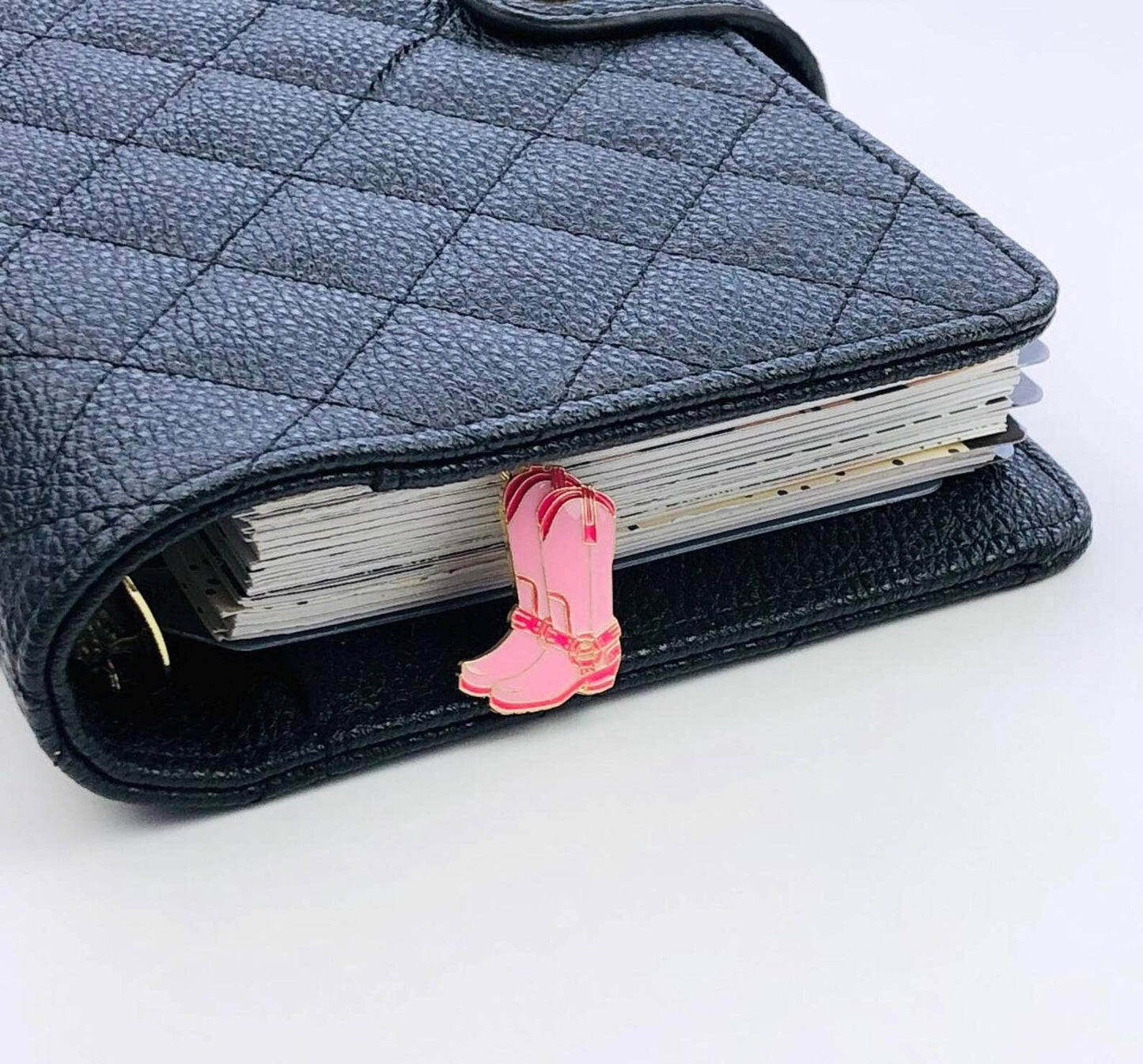 Pink Cowboy Boots Charm Book Paperclip, Western Bookmark