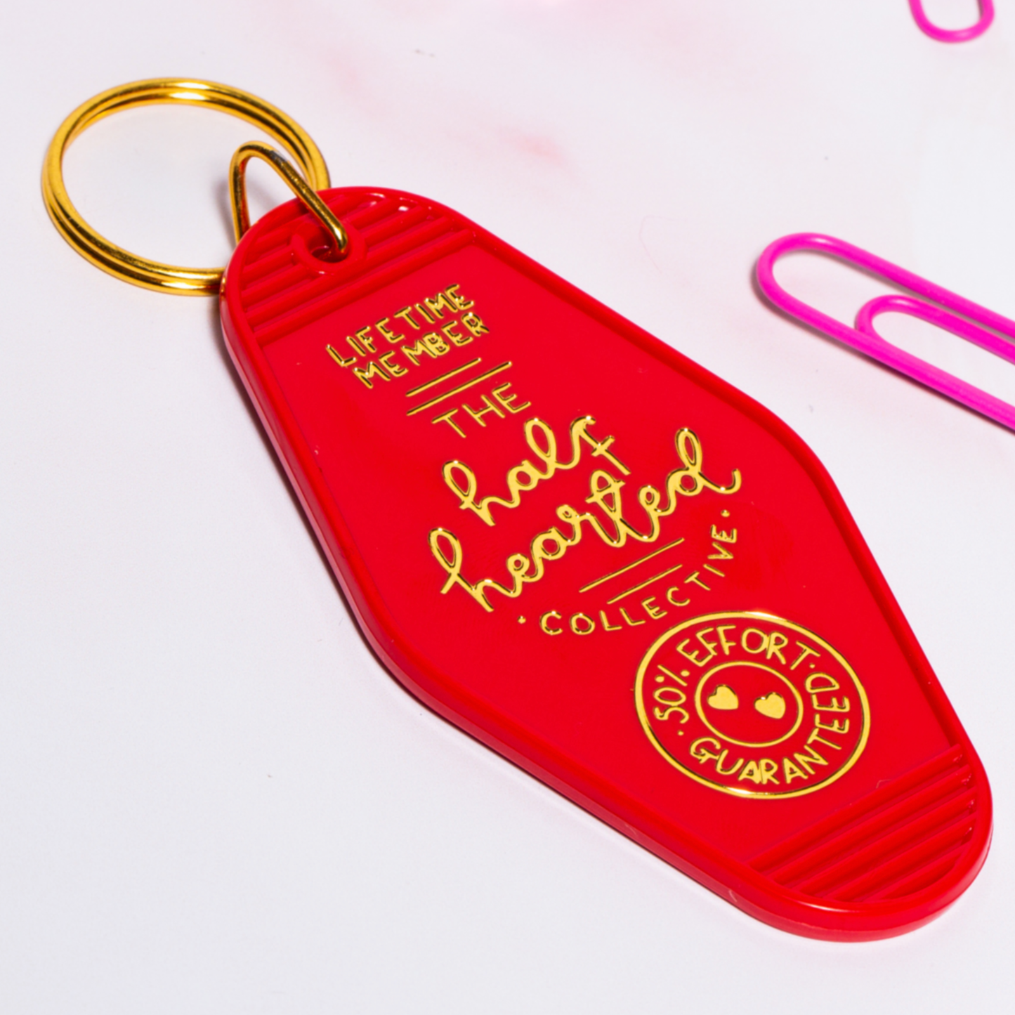 Keyring - half hearted collective - red