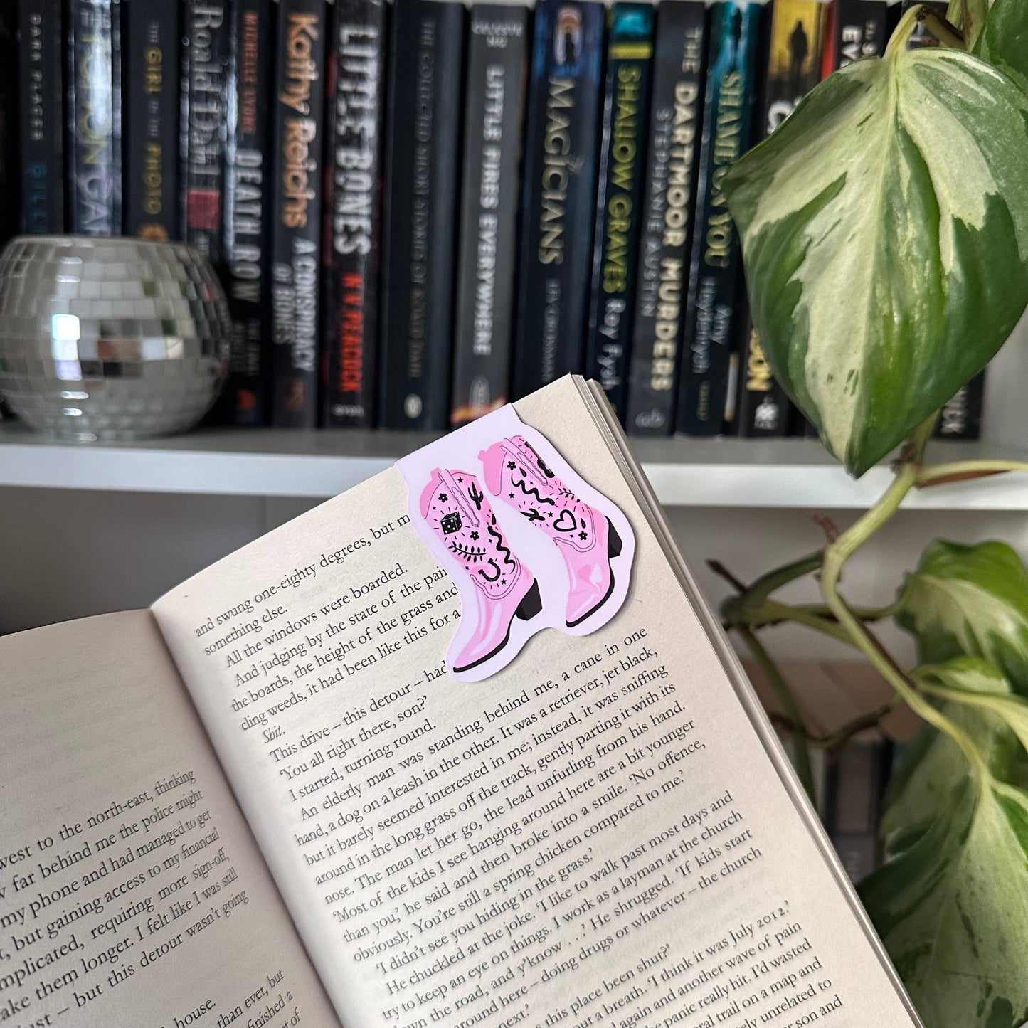 Pink Cowboy Boots Magnetic Bookmark Reading Gift Bookworm