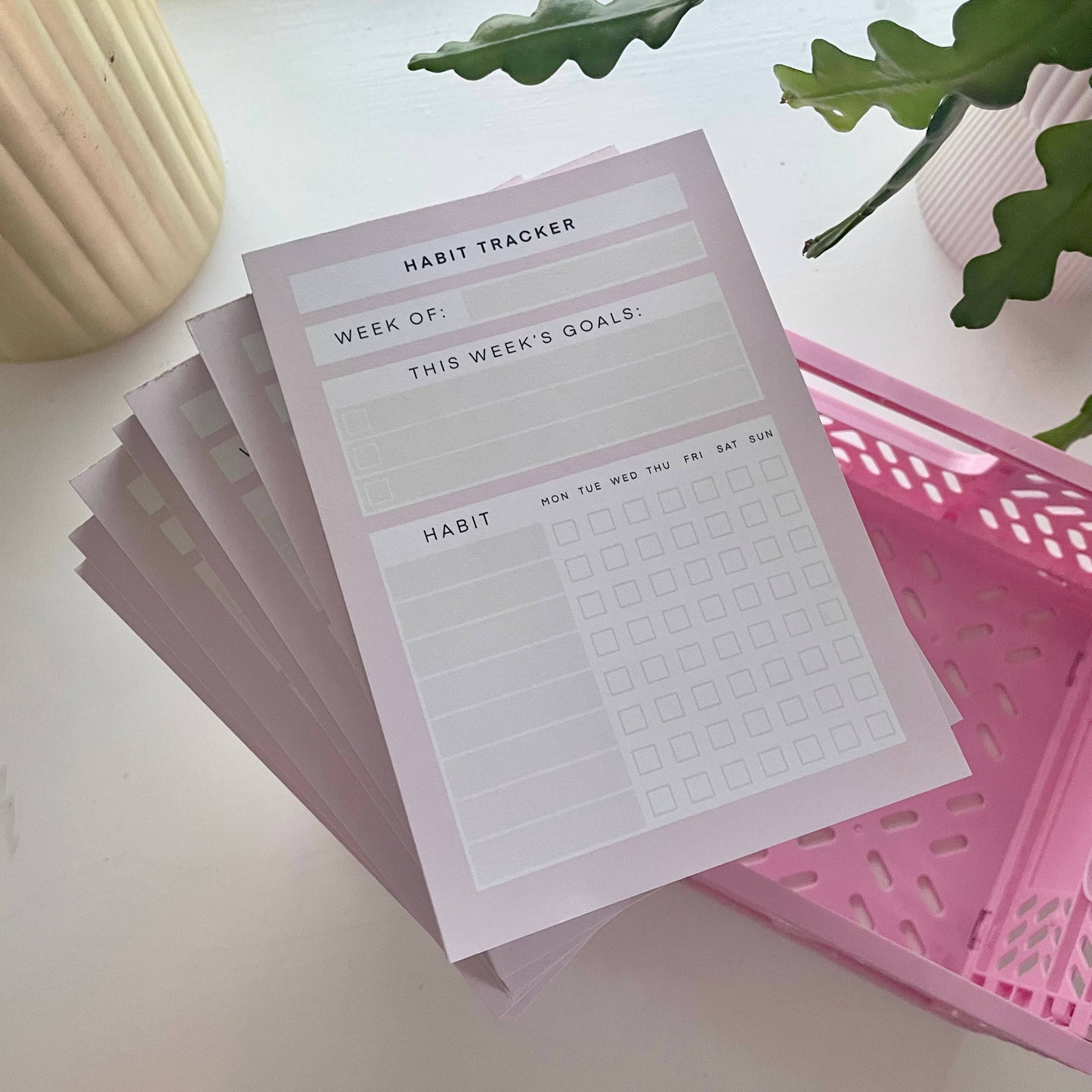 Habit Tracker A6 Pink Notepad Planner Stationery