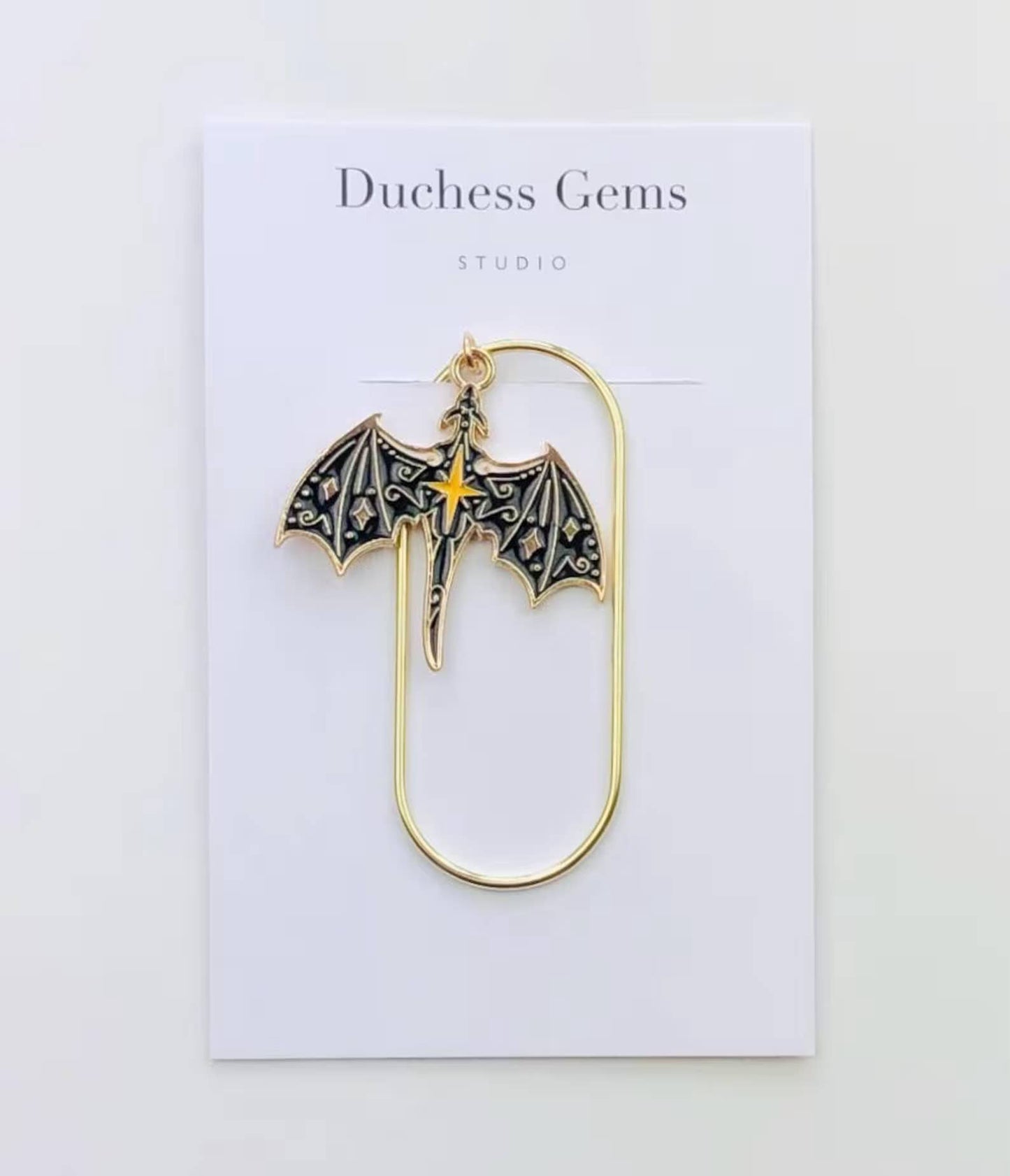 Dragon Charm Book Paperclip, Fantasy Bookish Notebook Clip