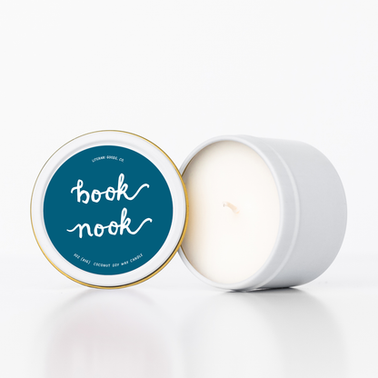 Book Nook Cozy Travel Candle Tin - Bookish Gift for Readers | Literari
