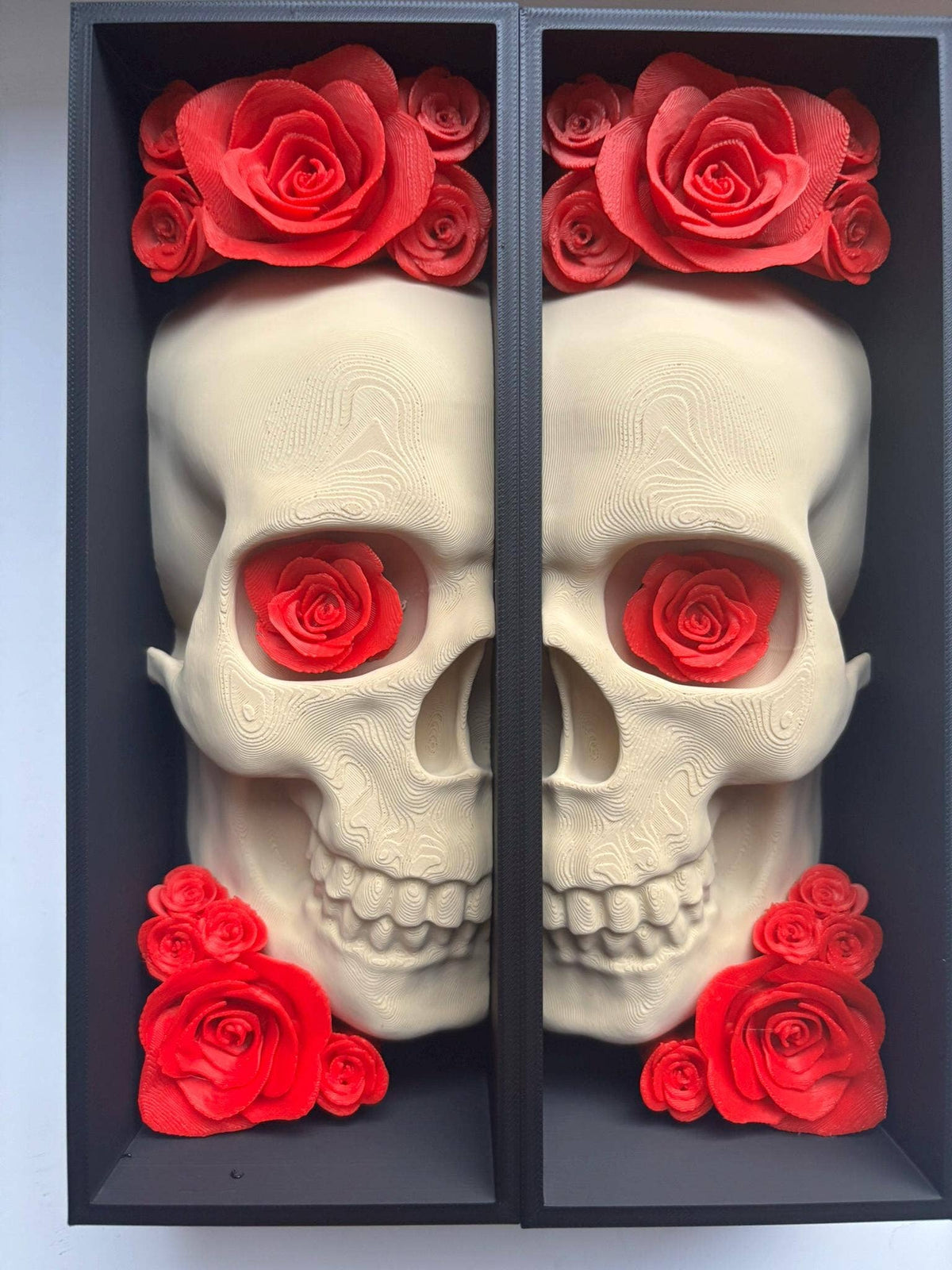 Book nooks / Pair of Book end skull with flower