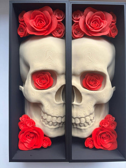 Book nooks / Pair of Book end skull with flower
