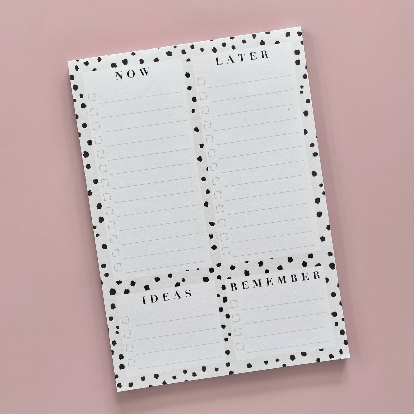 Now and Later A5 Notepad Planner Dalmatian Print