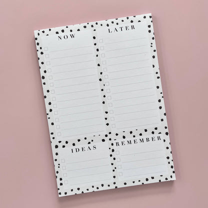 Now and Later A5 Notepad Planner Dalmatian Print