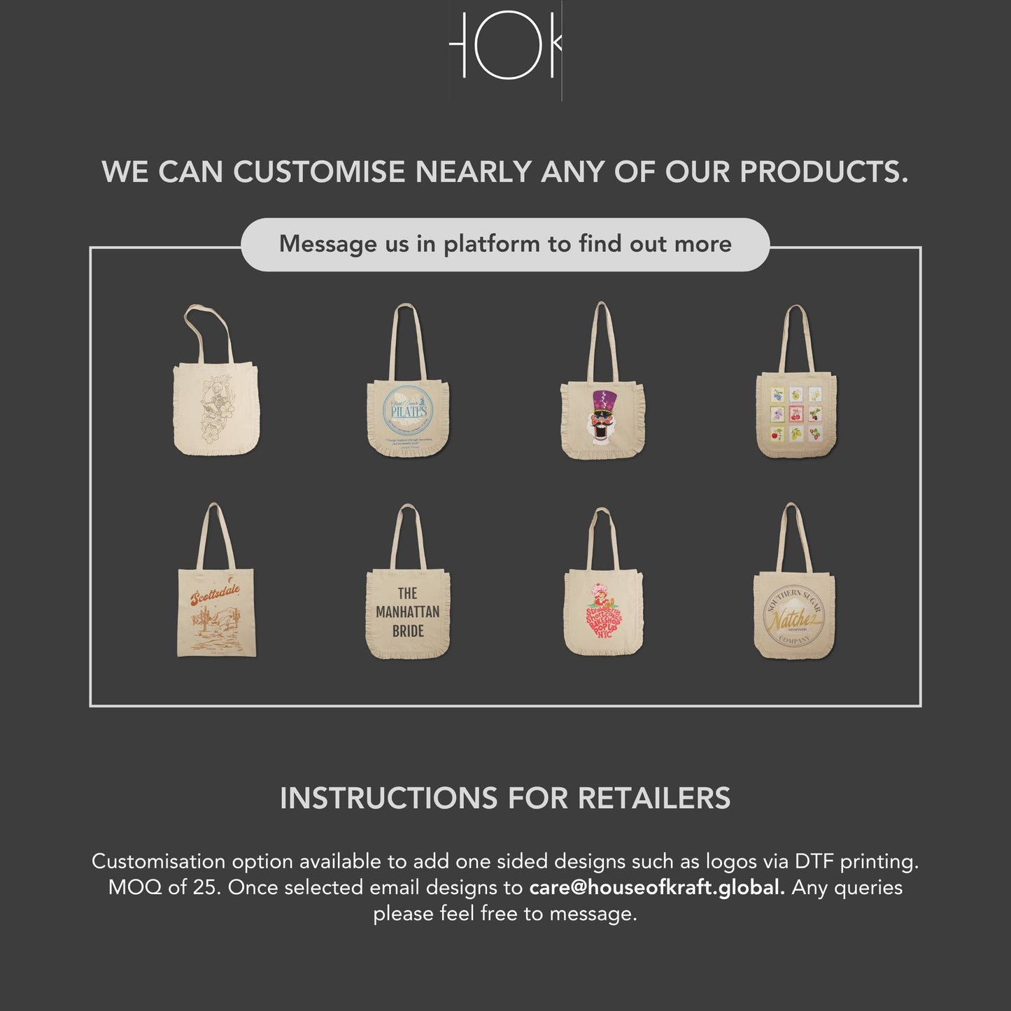 Canvas Ruffle Tote | Canvas Tote Bag | Unbranded Canvas Tote