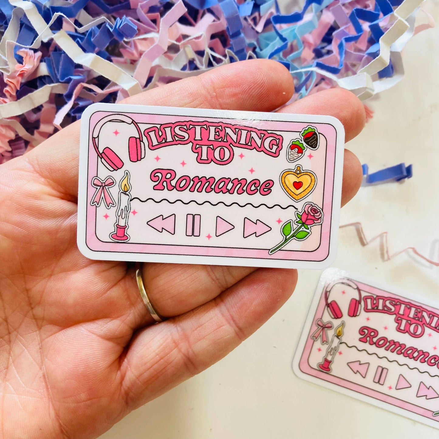 Listening to Romance Die Cut sticker