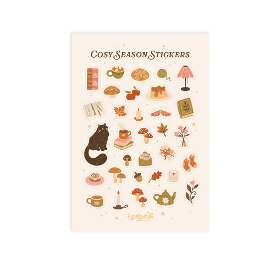 Cosy Season Journal Sticker Sheet - Book Gifts