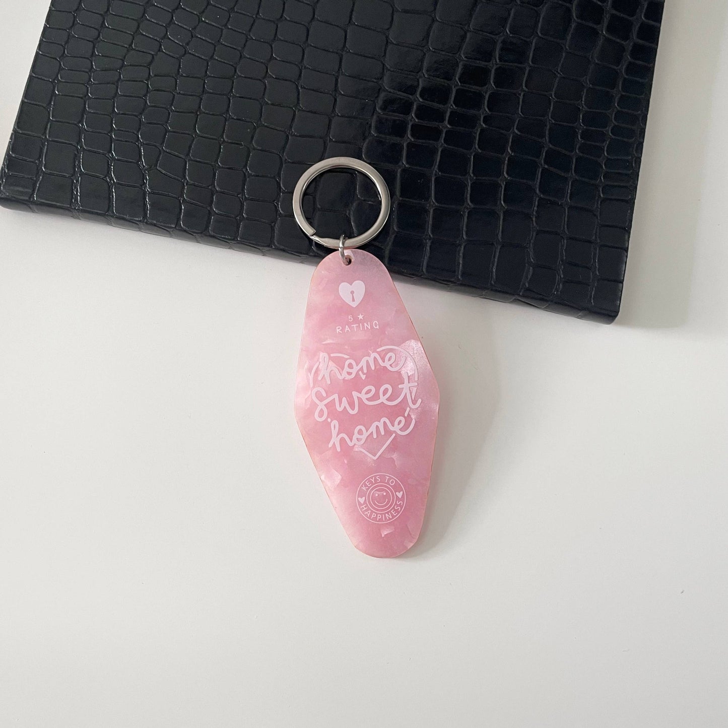 Home Sweet Home Pink Marble Motel Keyring