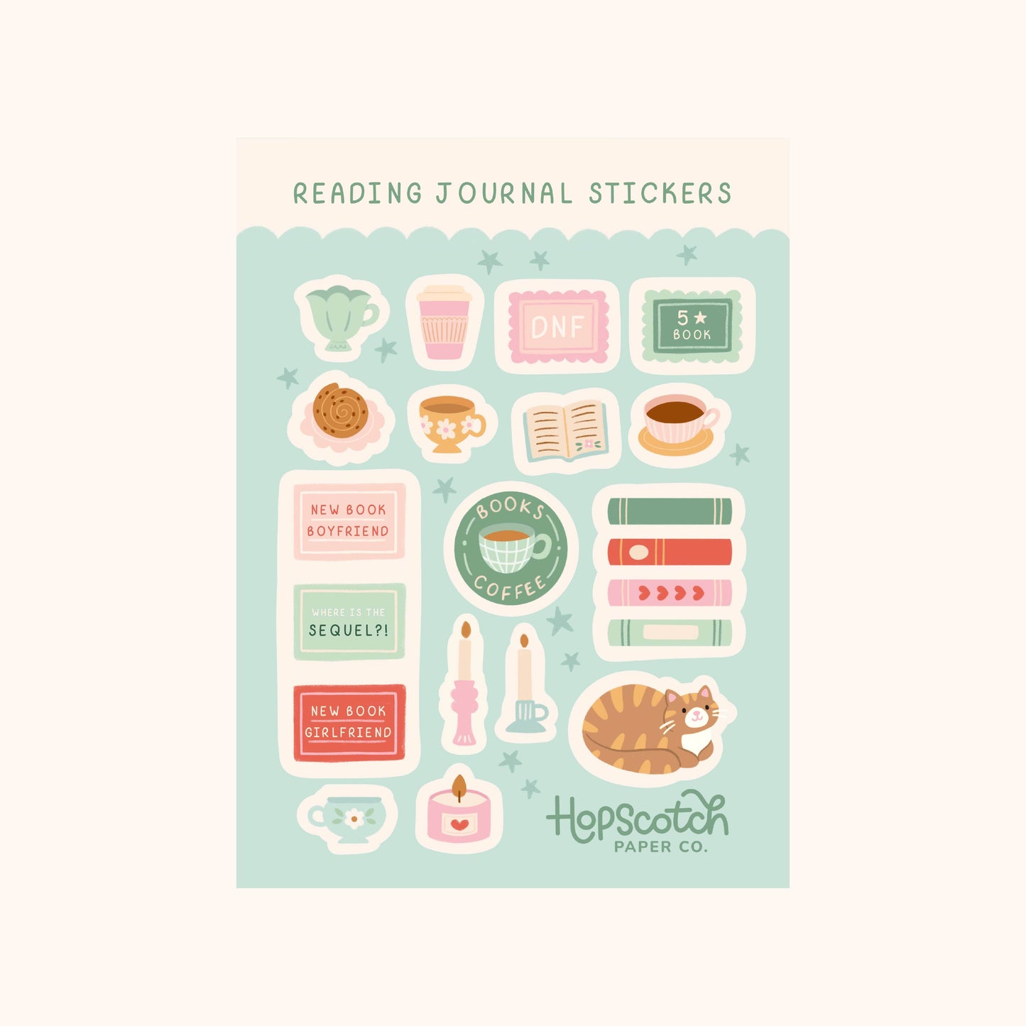 Reading Journal Sticker Sheet - Literary Stationery and Gift