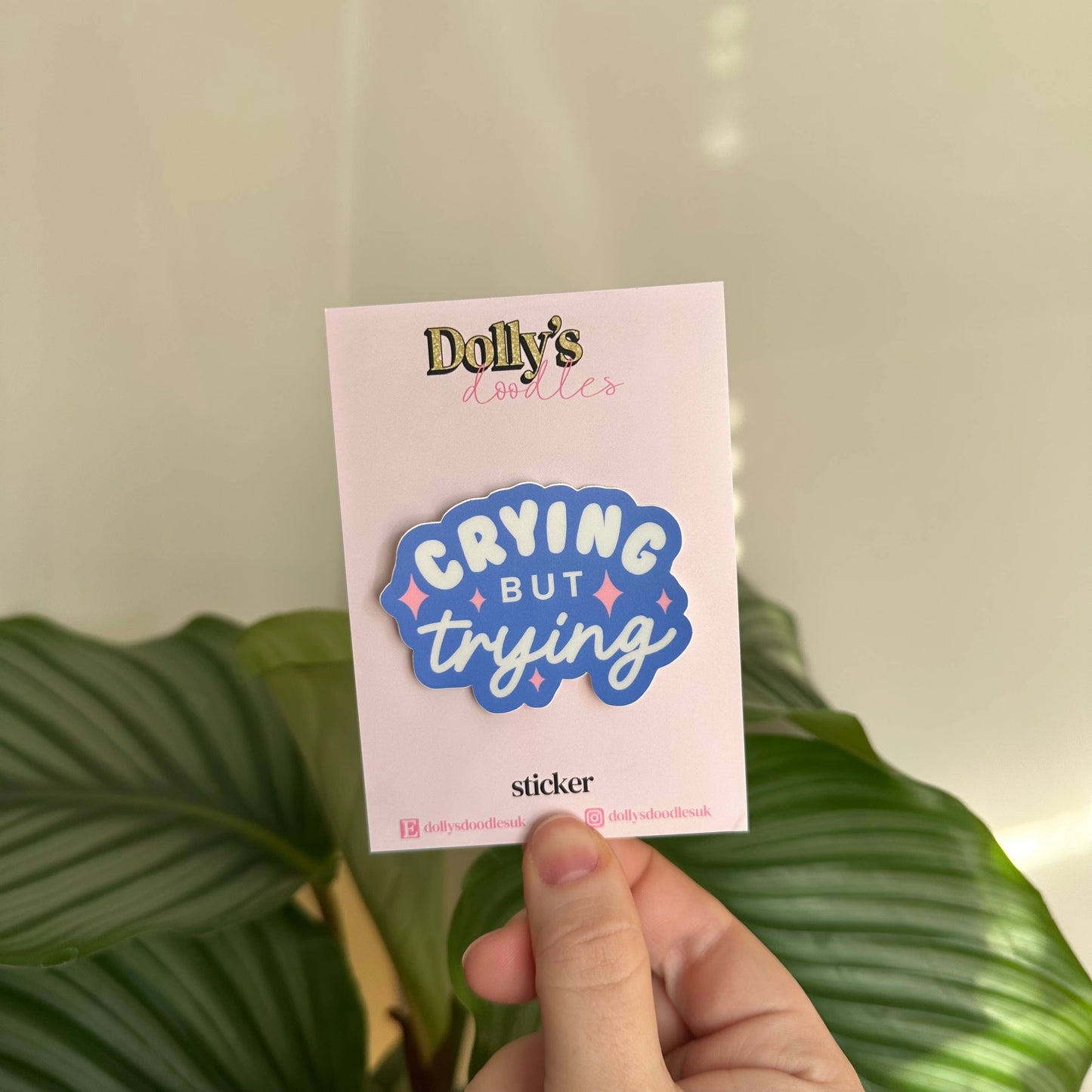 Matte Sticker | Crying But Trying Funny Gift