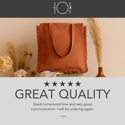 Canvas Ruffle Tote | Canvas Tote Bag | Unbranded Canvas Tote