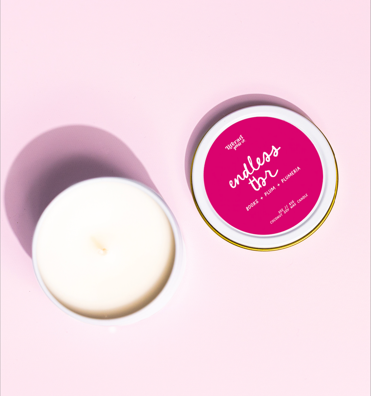 Endless TBR 3 oz Candle Tin - Pink Bookish Gift for Readers | Literari