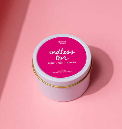 Endless TBR 3 oz Candle Tin - Pink Bookish Gift for Readers | Literari