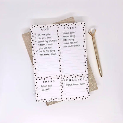 Now and Later A5 Notepad Planner Dalmatian Print