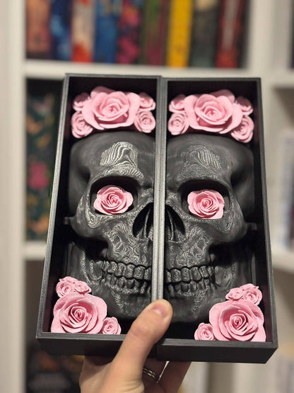 Book nooks / Pair of Book end skull with flower