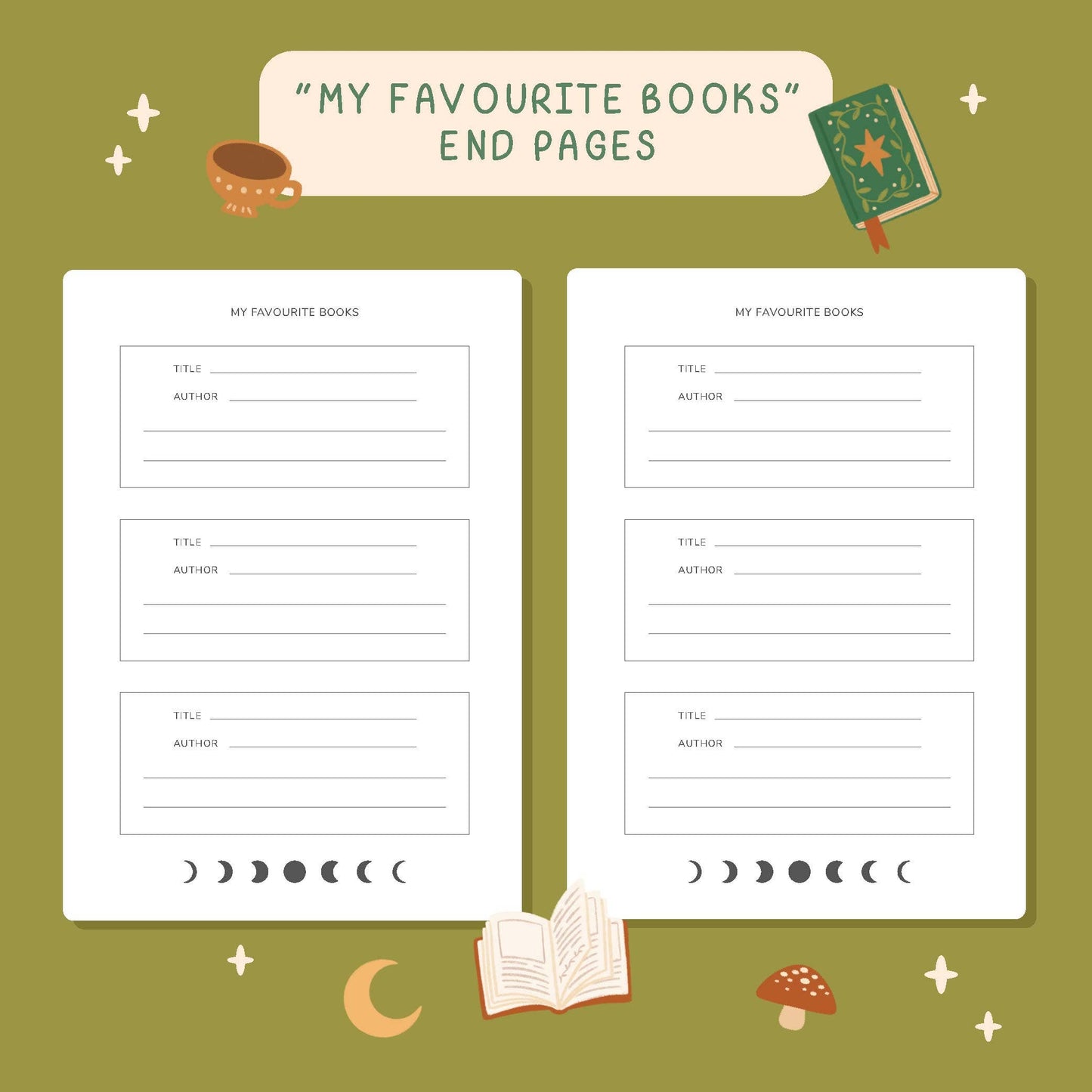 Reading Journal Fantasy Forest, 50 Page Book Review Notebook