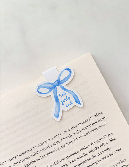 Hot Girls Read Coquette Bow Magnetic Bookmark