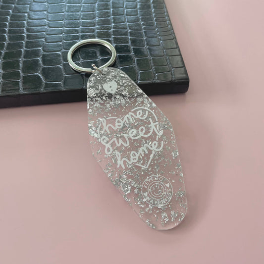 Home Sweet Home Silver Flake Motel Keyring