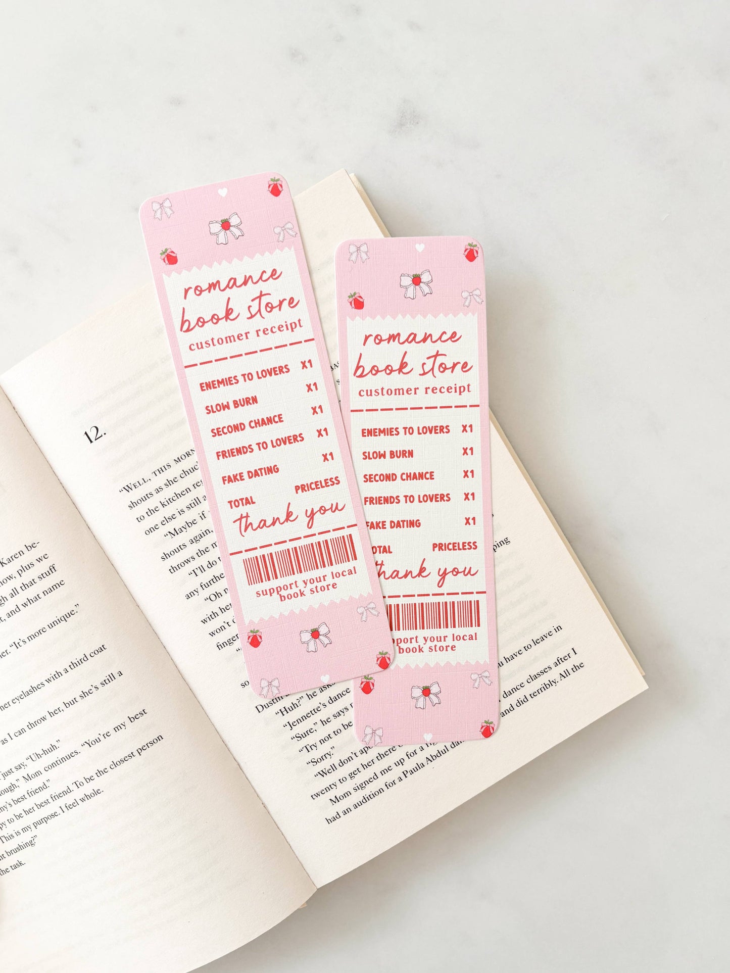 Romance Book Store Receipt Bookmark