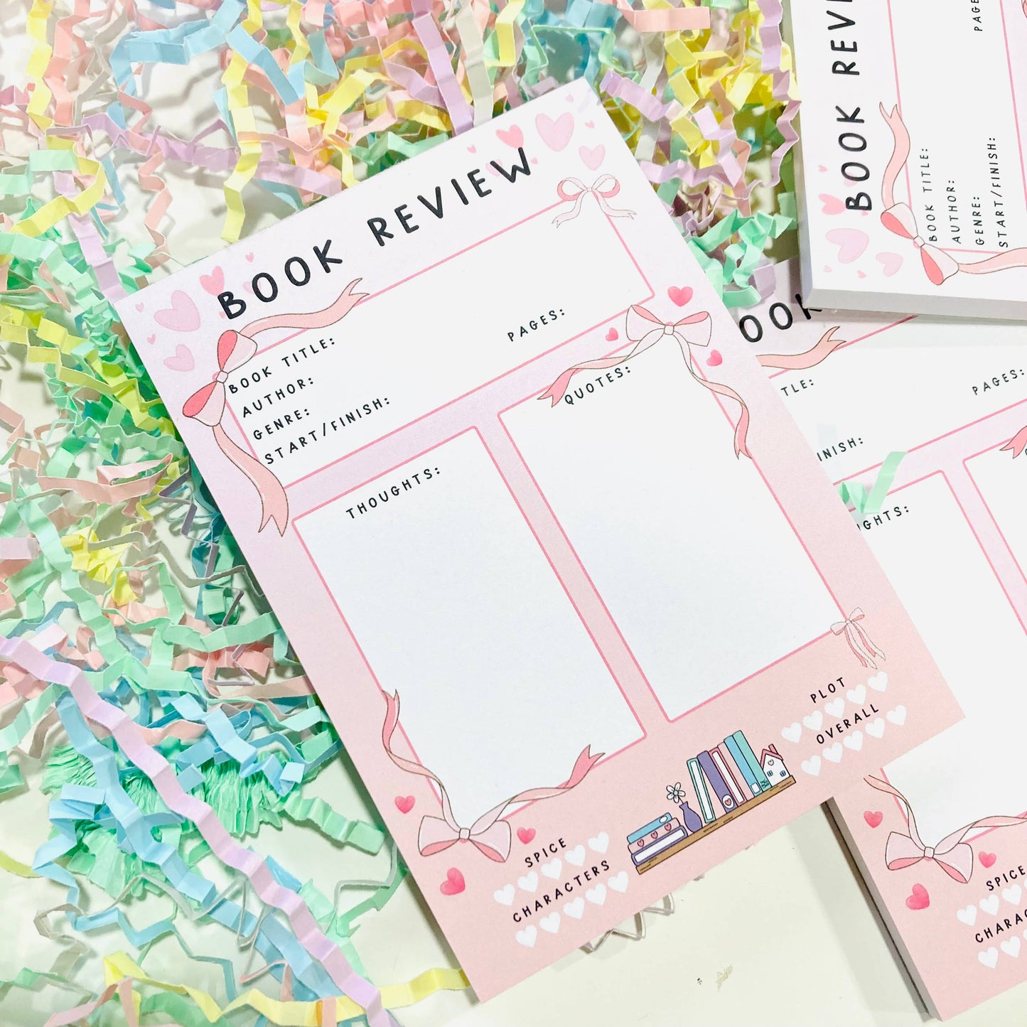 Pink Coquette Bow A6 Romance Book Review pad