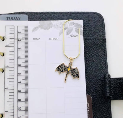 Dragon Charm Book Paperclip, Fantasy Bookish Notebook Clip