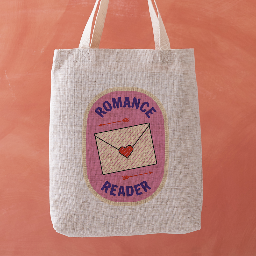 Romance Reader Tote Bag – Bookish Merit Badge Style