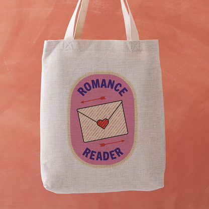 Romance Reader Tote Bag – Bookish Merit Badge Style