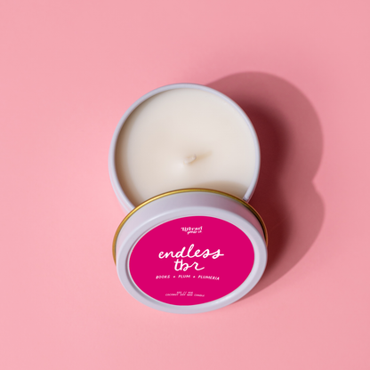 Endless TBR 3 oz Candle Tin - Pink Bookish Gift for Readers | Literari