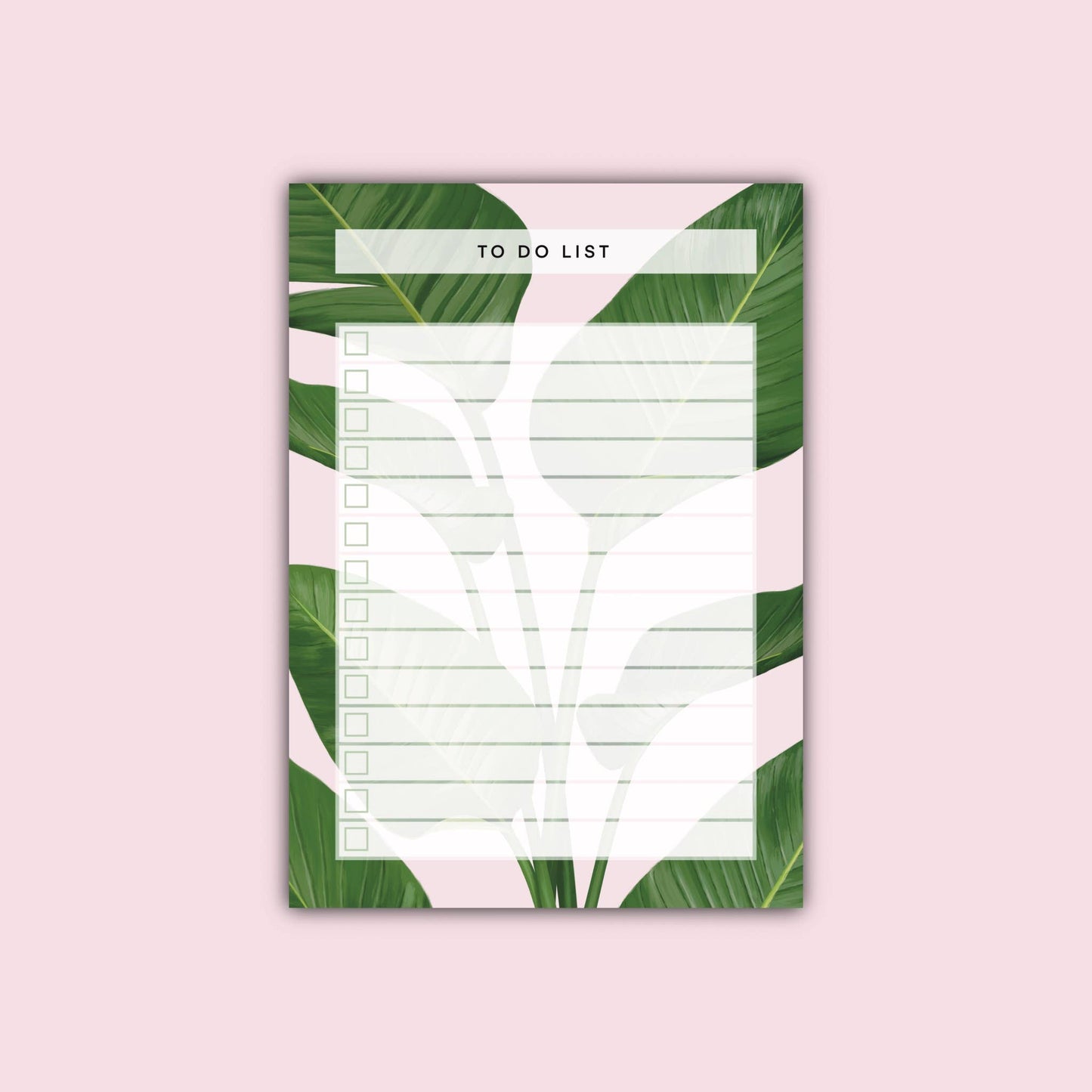 To Do List A6 Pink Green Leaf Notepad Planner Stationery