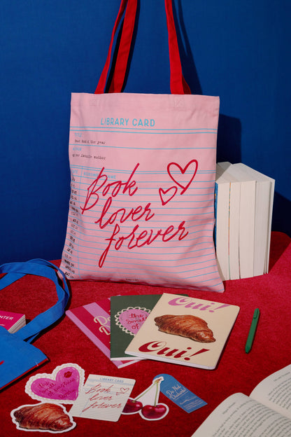 Canvas Tote, Library Card (Pink)