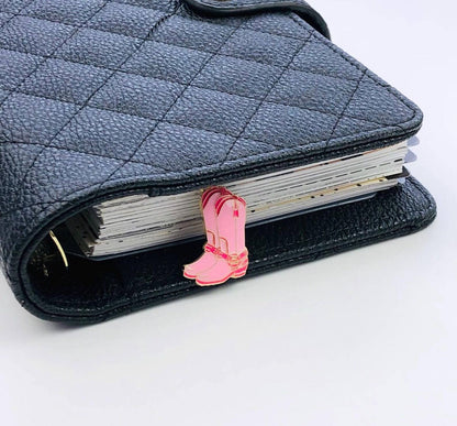 Pink Cowboy Boots Charm Book Paperclip, Western Bookmark