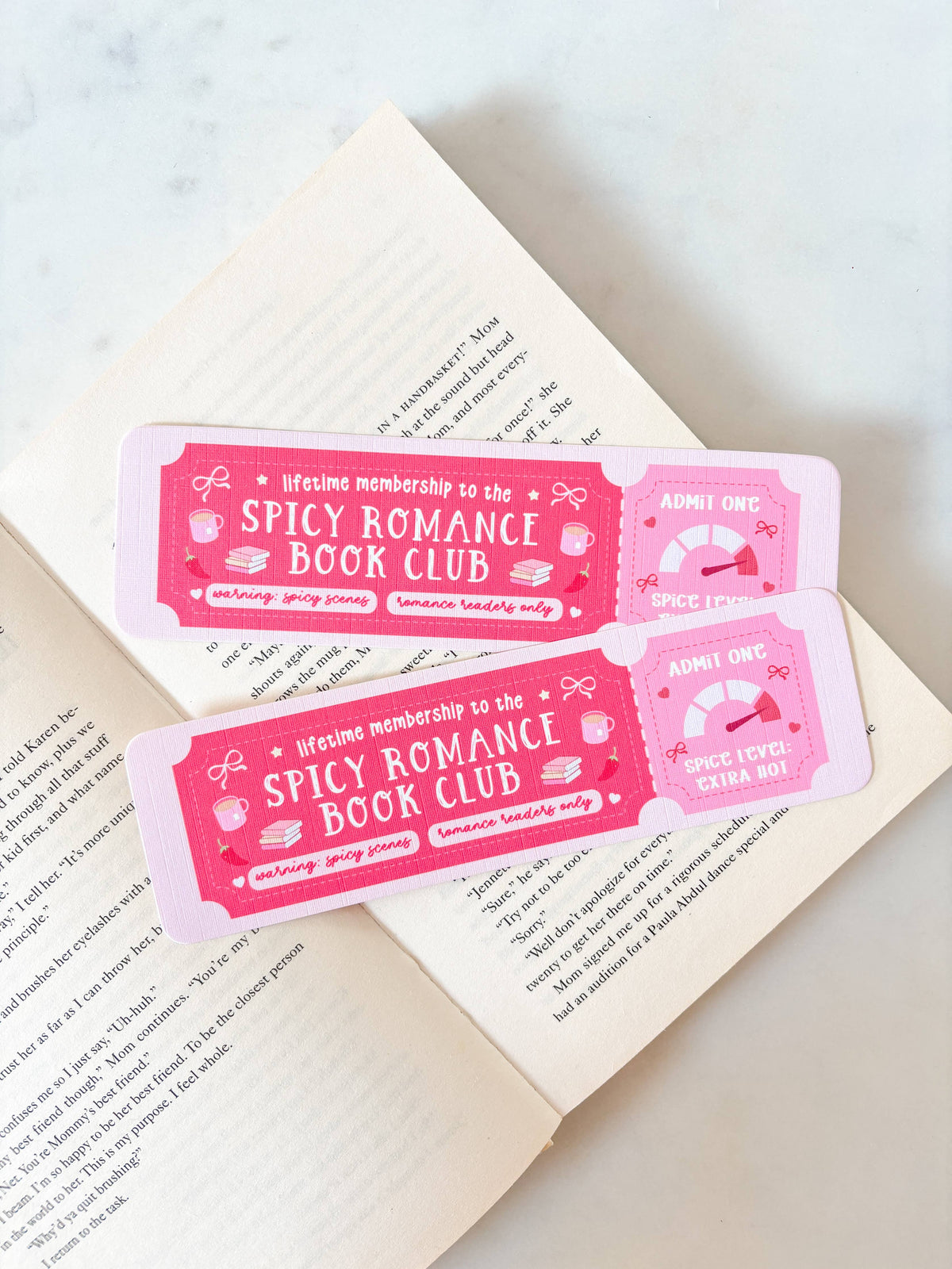 Spicy Romance Book Club Ticket Bookmark
