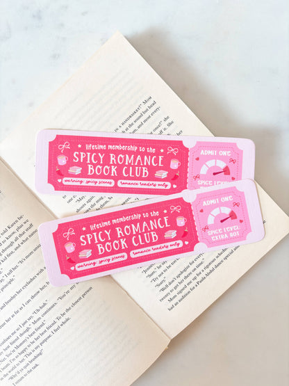 Spicy Romance Book Club Ticket Bookmark