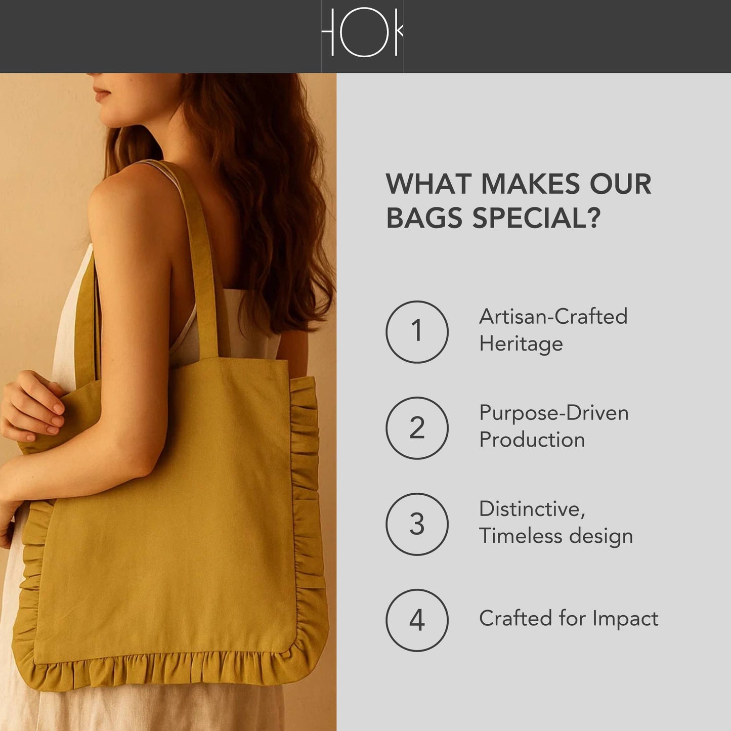 Canvas Ruffle Tote | Canvas Tote Bag | Unbranded Canvas Tote