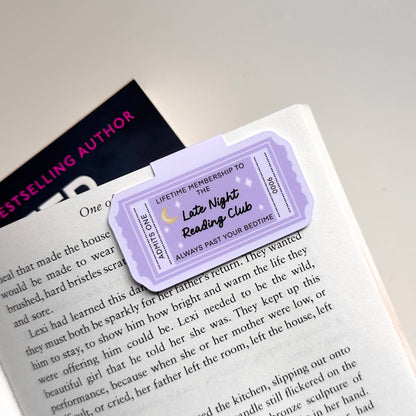 Late Night Reading Ticket Magnetic Bookmark Reading Gift