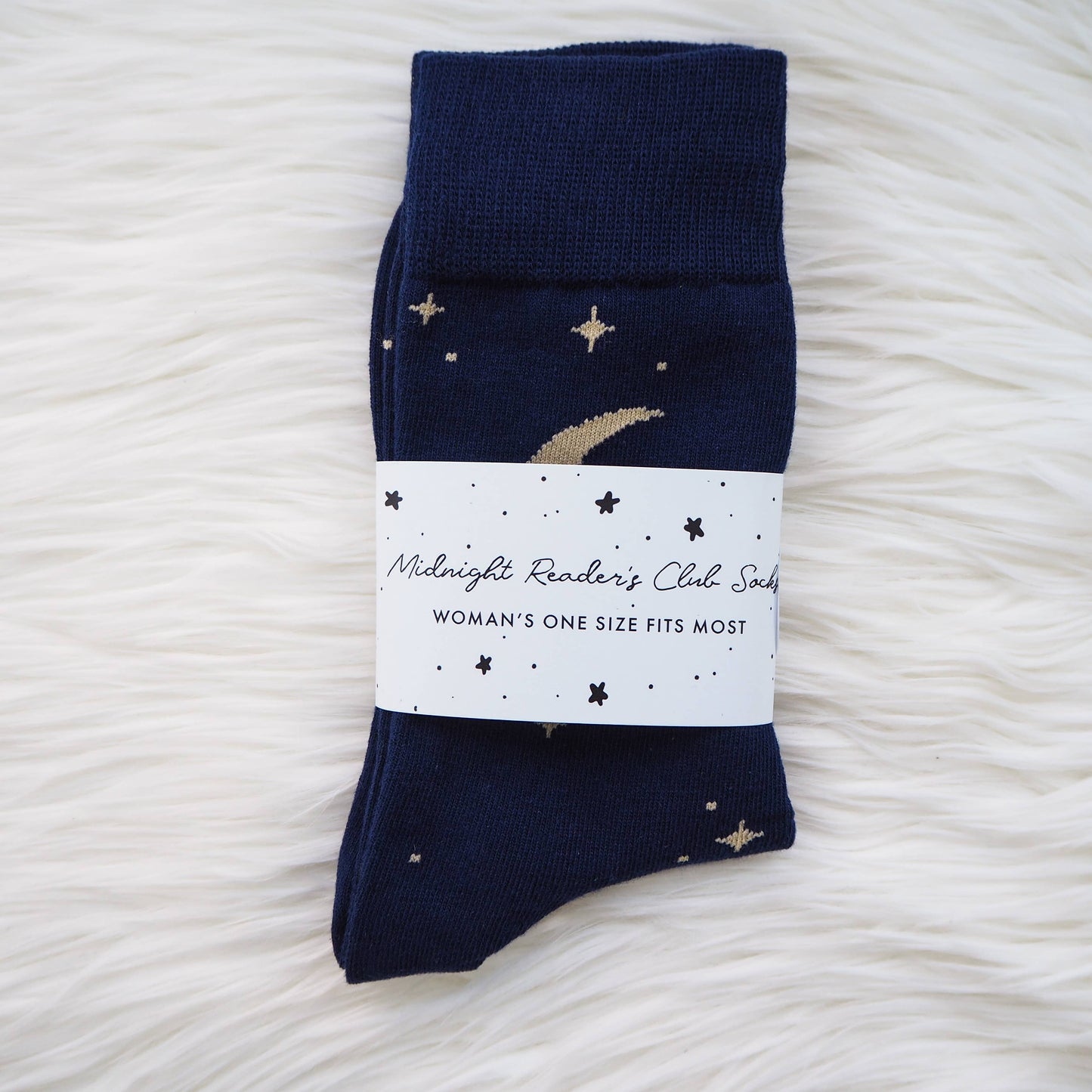 Midnight Readers Club Book Lover Blue Cotton Socks Moon Star