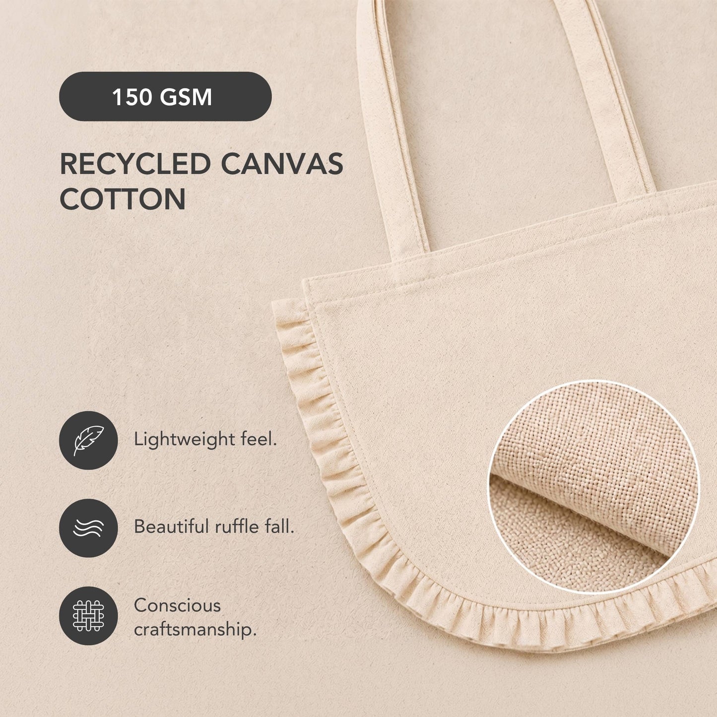 Canvas Ruffle Tote | Canvas Tote Bag | Unbranded Canvas Tote