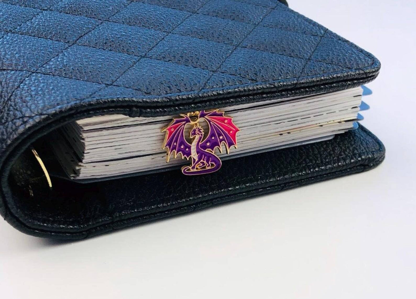 Purple Dragon Charm Paperclip, Fantasy Bookish Notebook Clip