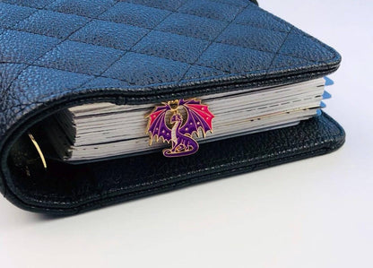 Purple Dragon Charm Paperclip, Fantasy Bookish Notebook Clip