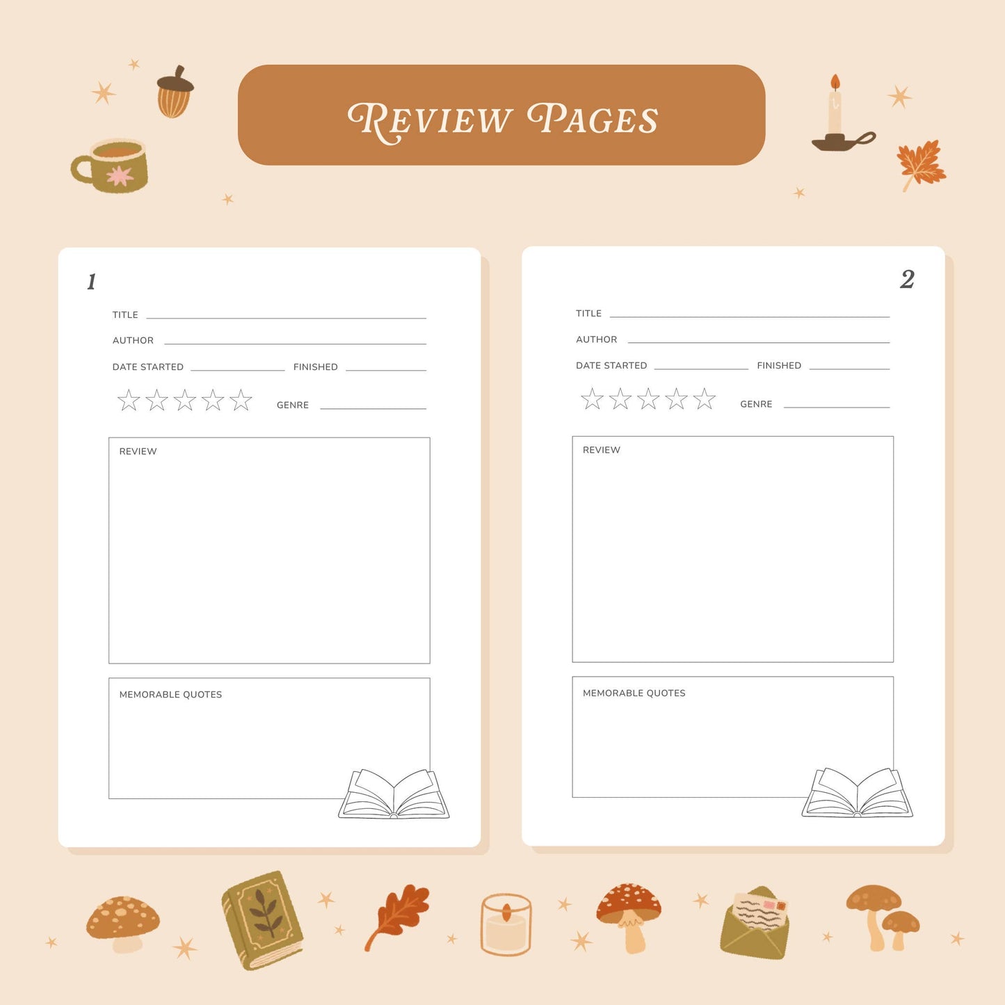 Cosy Season Reading Journal – 50 Book Review Notebook