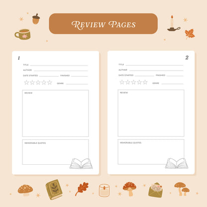 Cosy Season Reading Journal – 50 Book Review Notebook