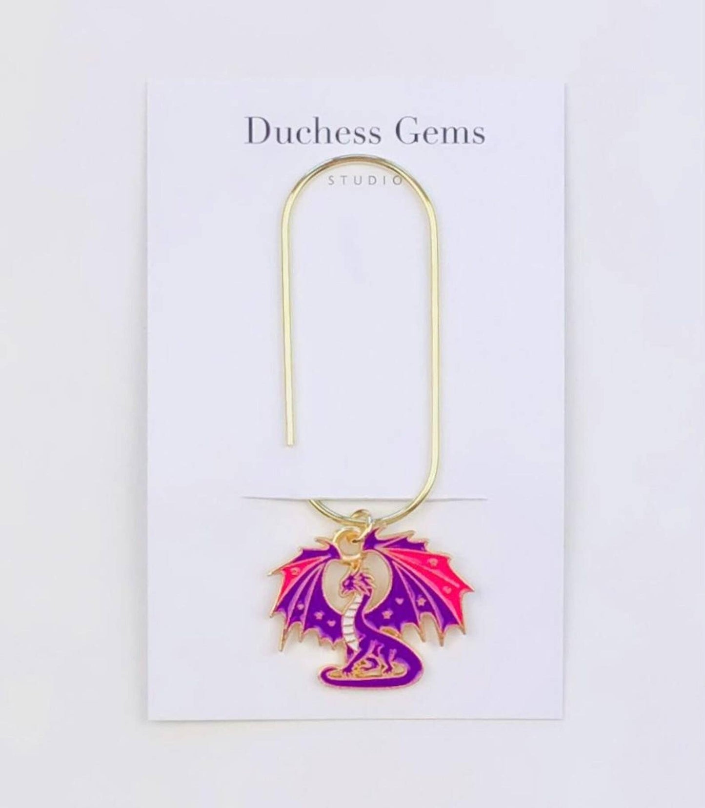 Purple Dragon Charm Paperclip, Fantasy Bookish Notebook Clip