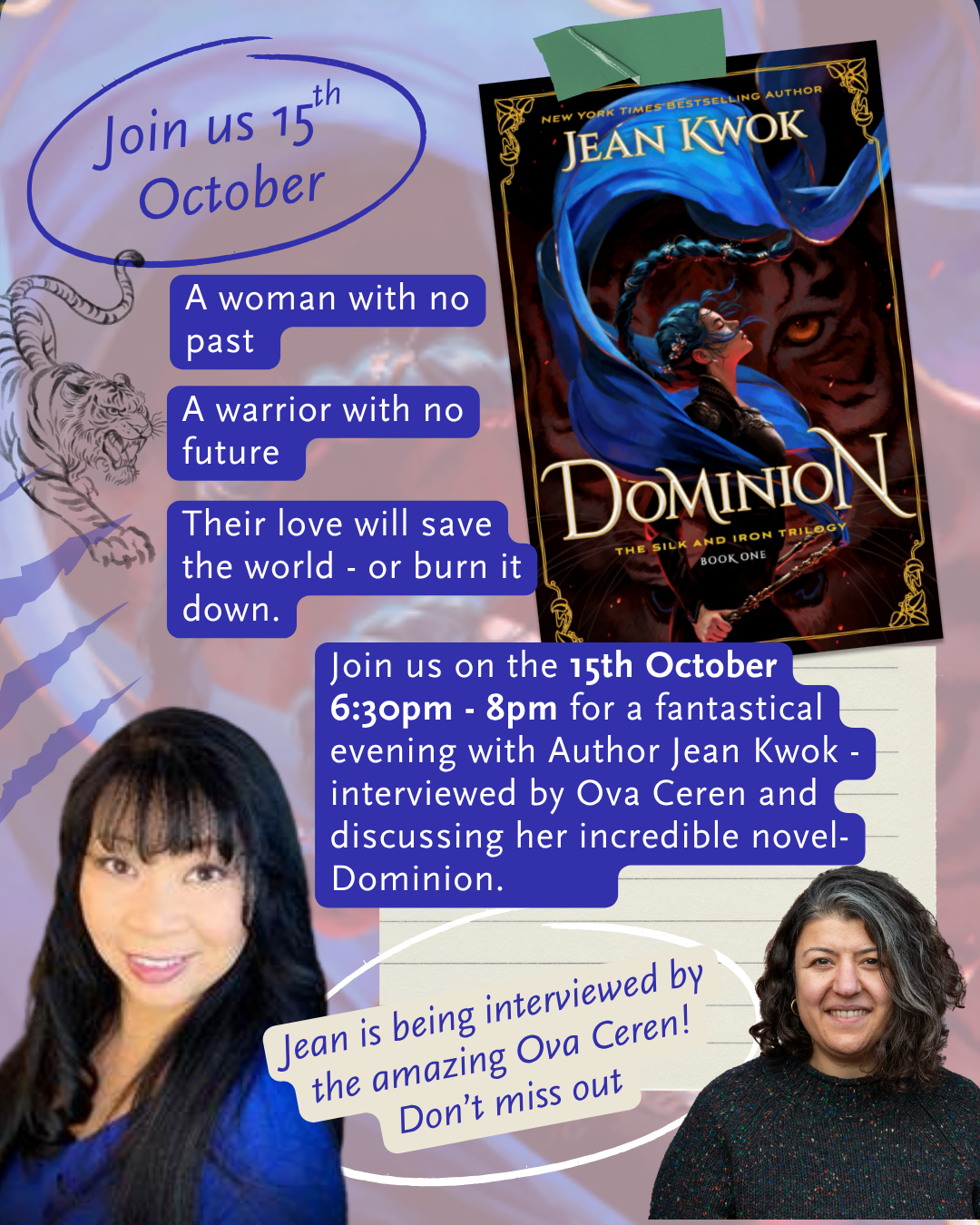 PETERBOROUGH EXCLUSIVE INVITATION: An Evening with Jean Kwok and Ova Ceren