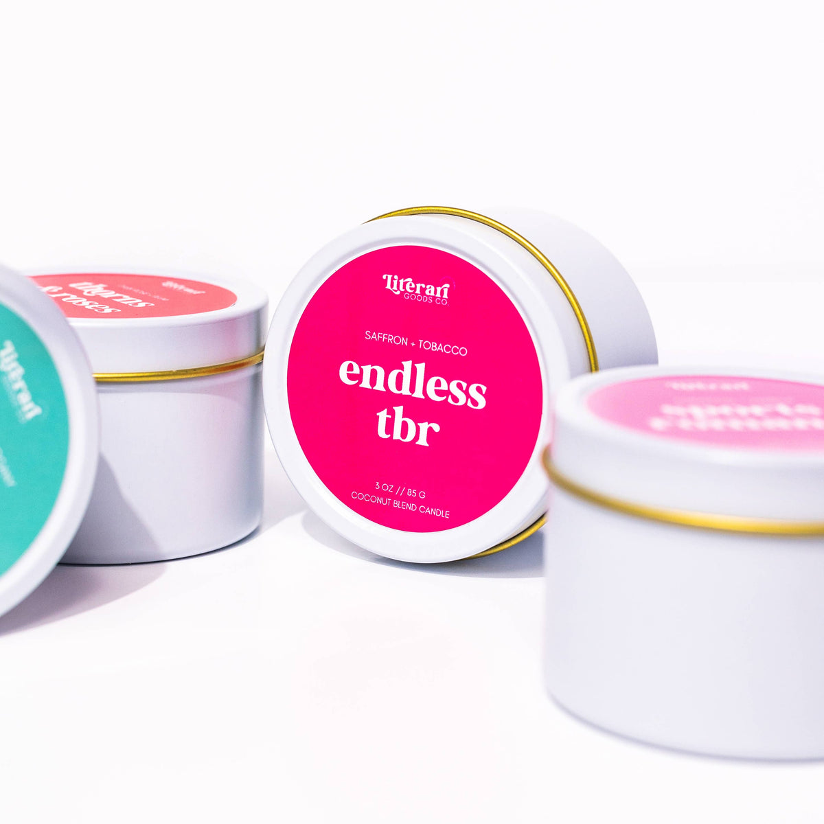 Endless TBR 3 oz Candle Tin - Pink Bookish Gift for Readers | Literari