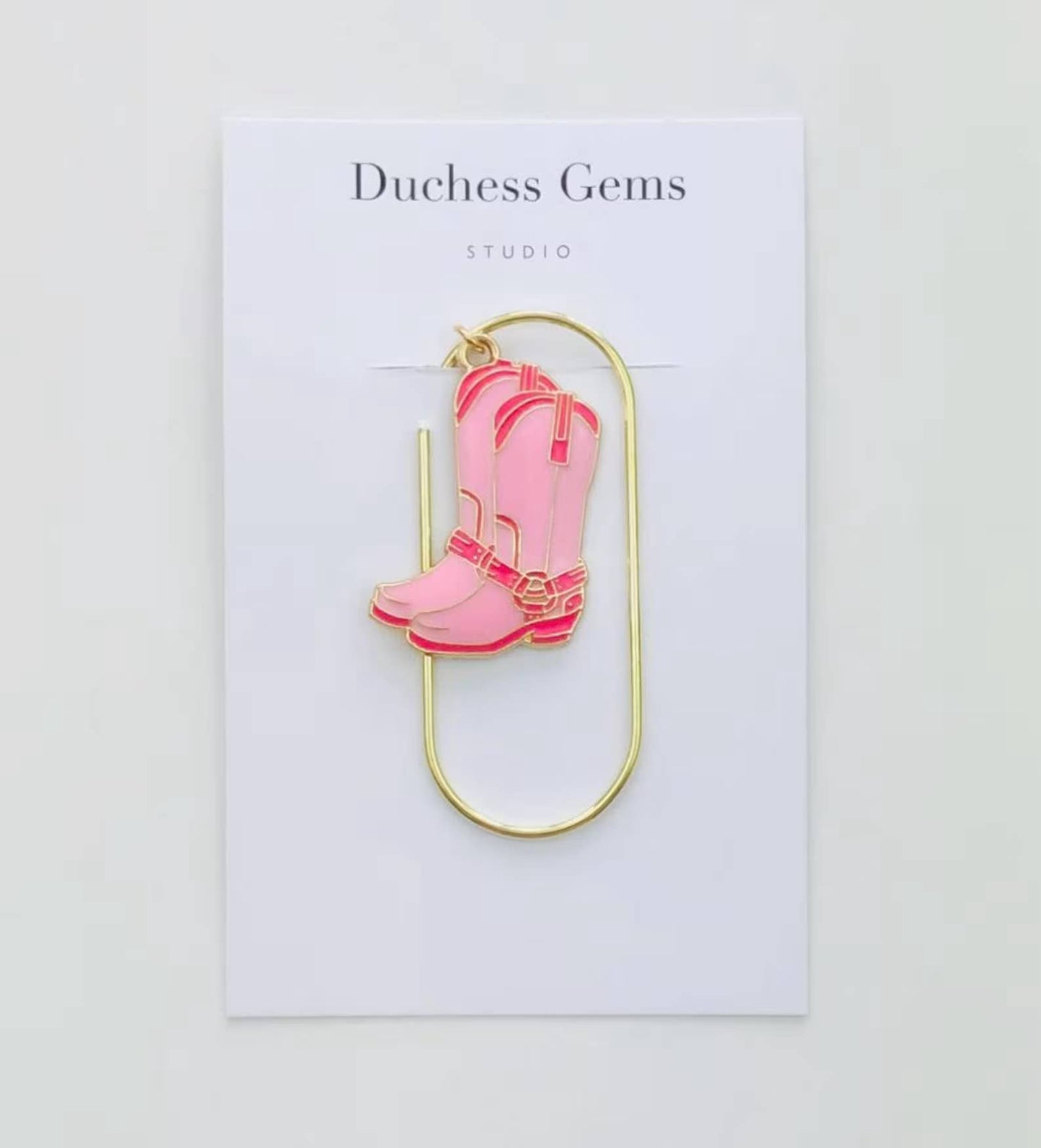 Pink Cowboy Boots Charm Book Paperclip, Western Bookmark